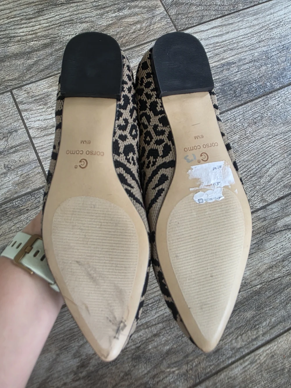 Corso Como Knit Pointed-Toe Animal Print Leopard Flats Sz 6.5